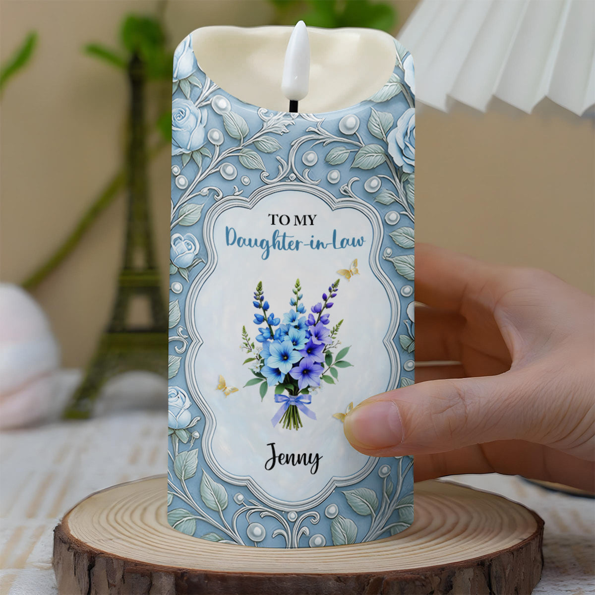 Personalized LED Candle for Daughter-in-Law with Heartfelt Message - Sentimental Gift Lamp MagicInPrints