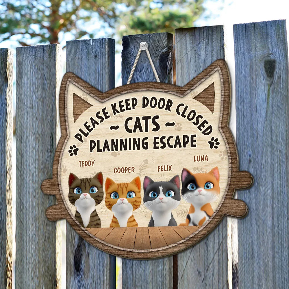 Custom Cat Door Sign for Pet Owners - Funny Home Decor Sign MagicInPrints