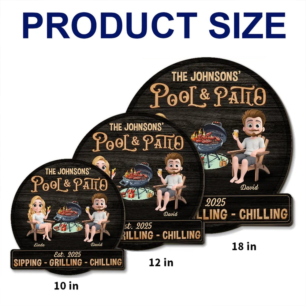Personalized Wooden Patio Sign for Couples - Outdoor Grilling Decor Sign MagicInPrints