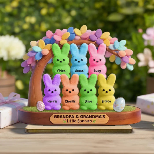 Personalized Family Bunny Figurines for Grandparents - Easter Gift Decor Plaque MagicInPrints