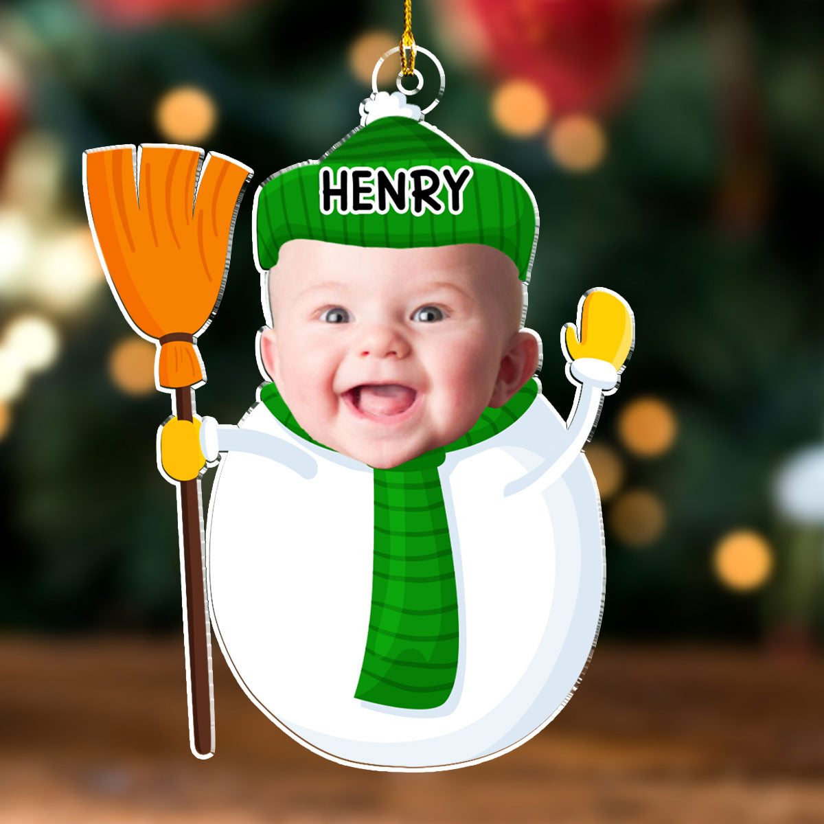 Personalized Baby Photo Christmas Ornament Snowman Design - Holiday Keepsake Ornament MagicInPrints
