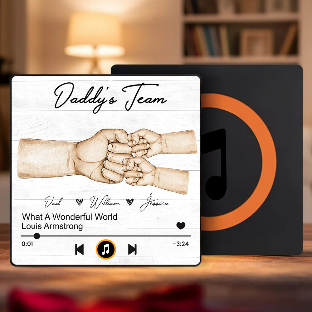 Custom Music Plaque for Dad - Personalized Family Gift with Song and Names Fridge Magnet MagicInPrints