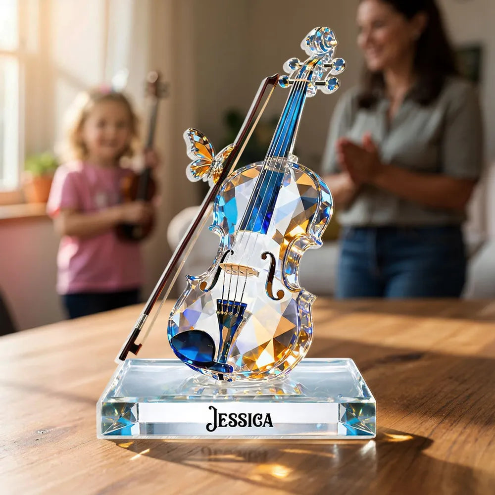 Personalized Crystal Violin Ornament for Music Lovers - Elegant Gift Decor Plaque MagicInPrints