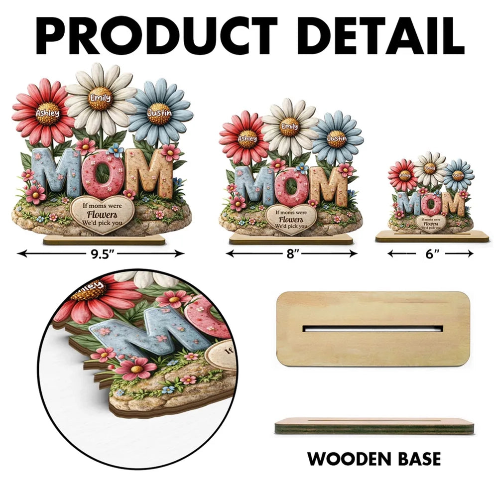 Personalized Floral Mom Plaque for Mother's Day - Custom Names and Heartfelt Message Plaque MagicInPrints