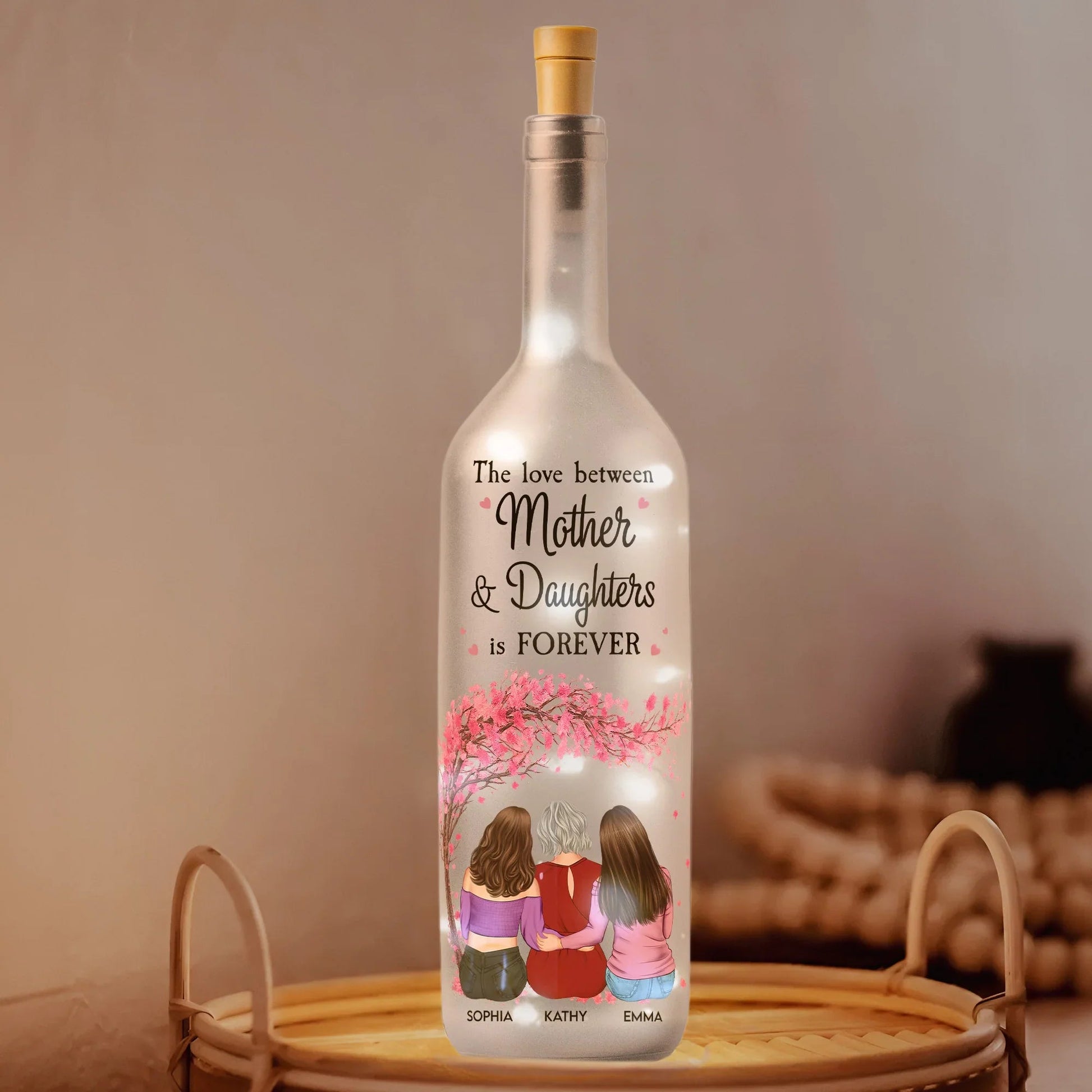 Personalized Mother & Daughters LED Bottle Light - Sentimental Gift for Family Lamp MagicInPrints