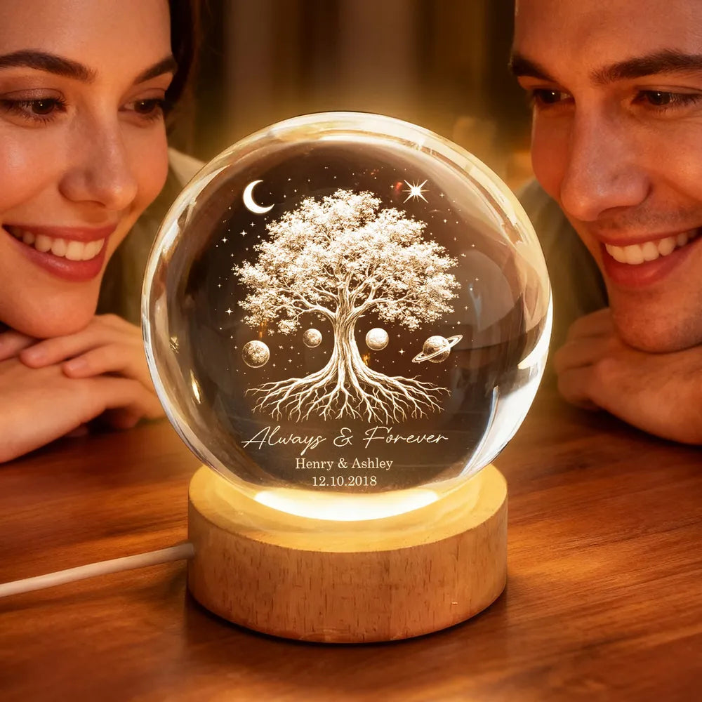 Personalized LED Night Light for Couples - Tree of Life Design - Anniversary Gift Lamp MagicInPrints