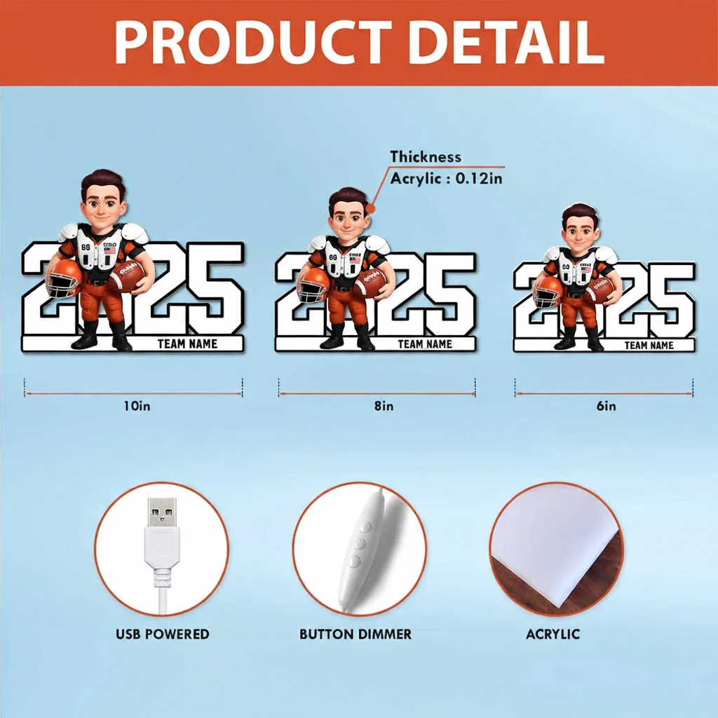Personalized Football Player Figurine for Kids - Custom Year and Team Name Plaque MagicInPrints