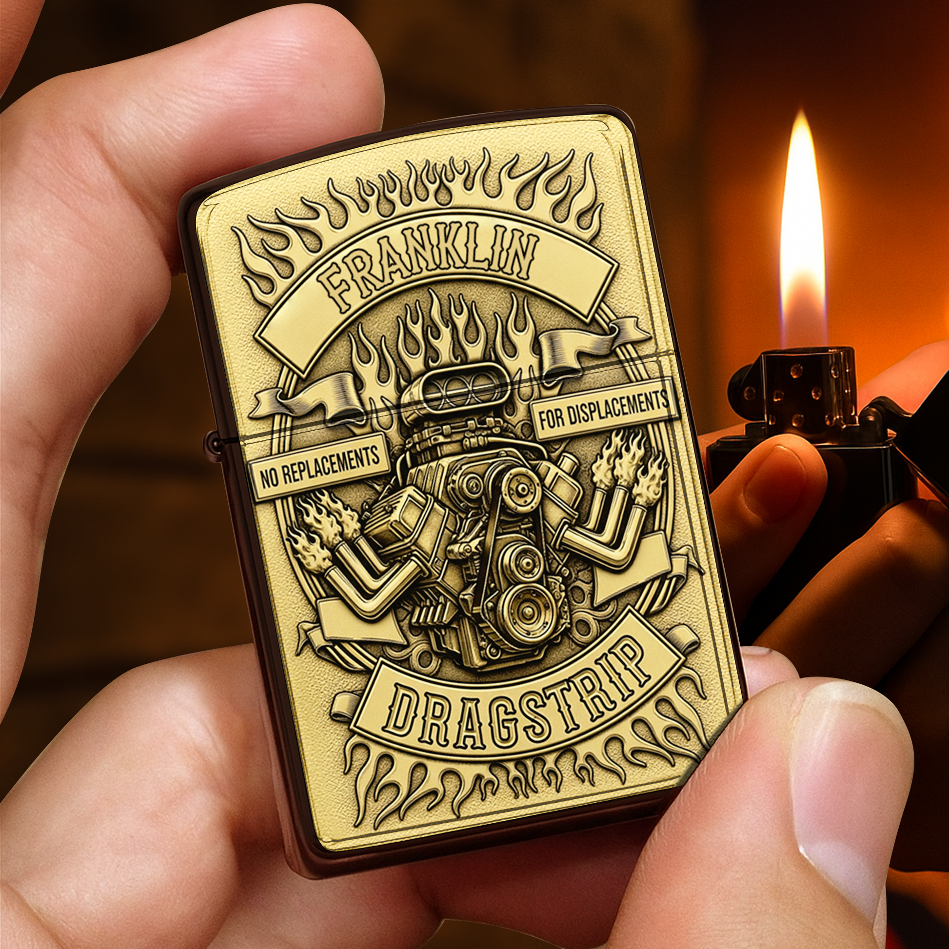 Ignite Passion: Drag Racing Engine Lighter - Personalized Gift for Hot Rod Lovers Lighter MagicInPrints