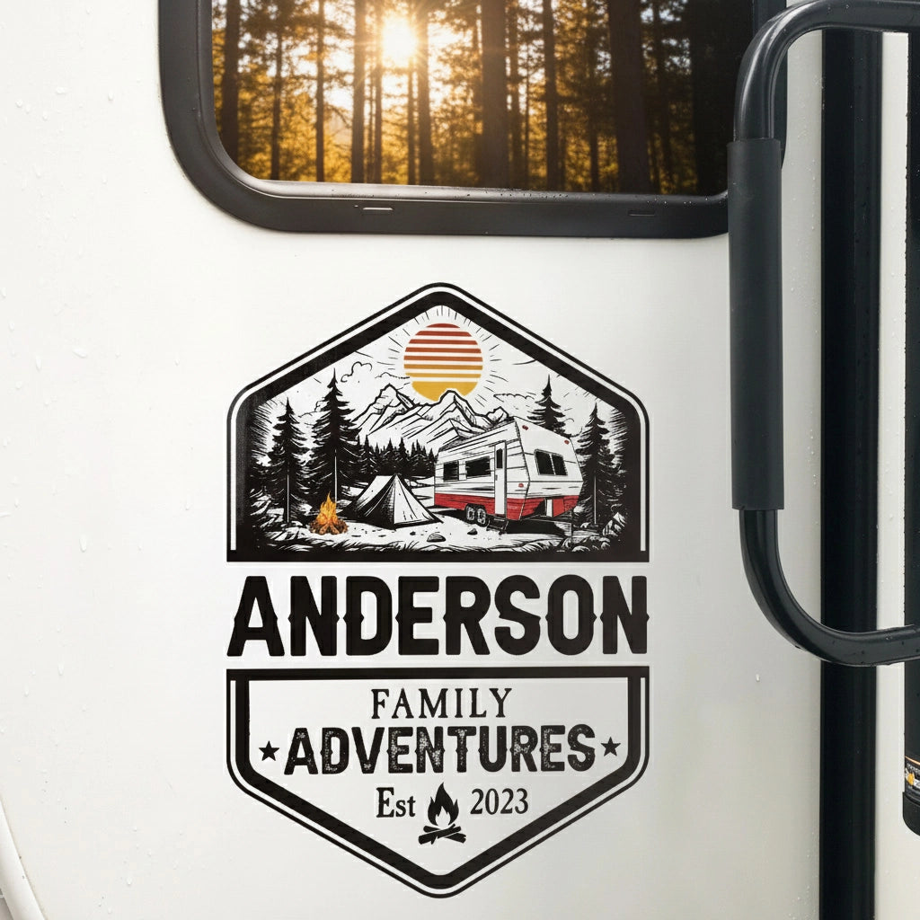 Custom Family Adventure RV Decal for Outdoor Enthusiasts - Personalized Camping Decor Sticker MagicInPrints