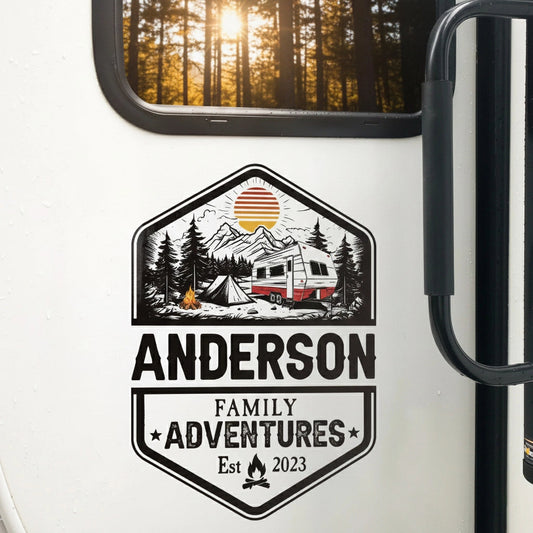 Custom Family Adventure RV Decal for Outdoor Enthusiasts - Personalized Camping Decor Sticker MagicInPrints