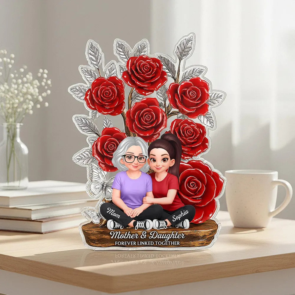 Personalized Mother & Daughter Figurine with Roses - Sentimental Gift for Mother's Day Plaque MagicInPrints