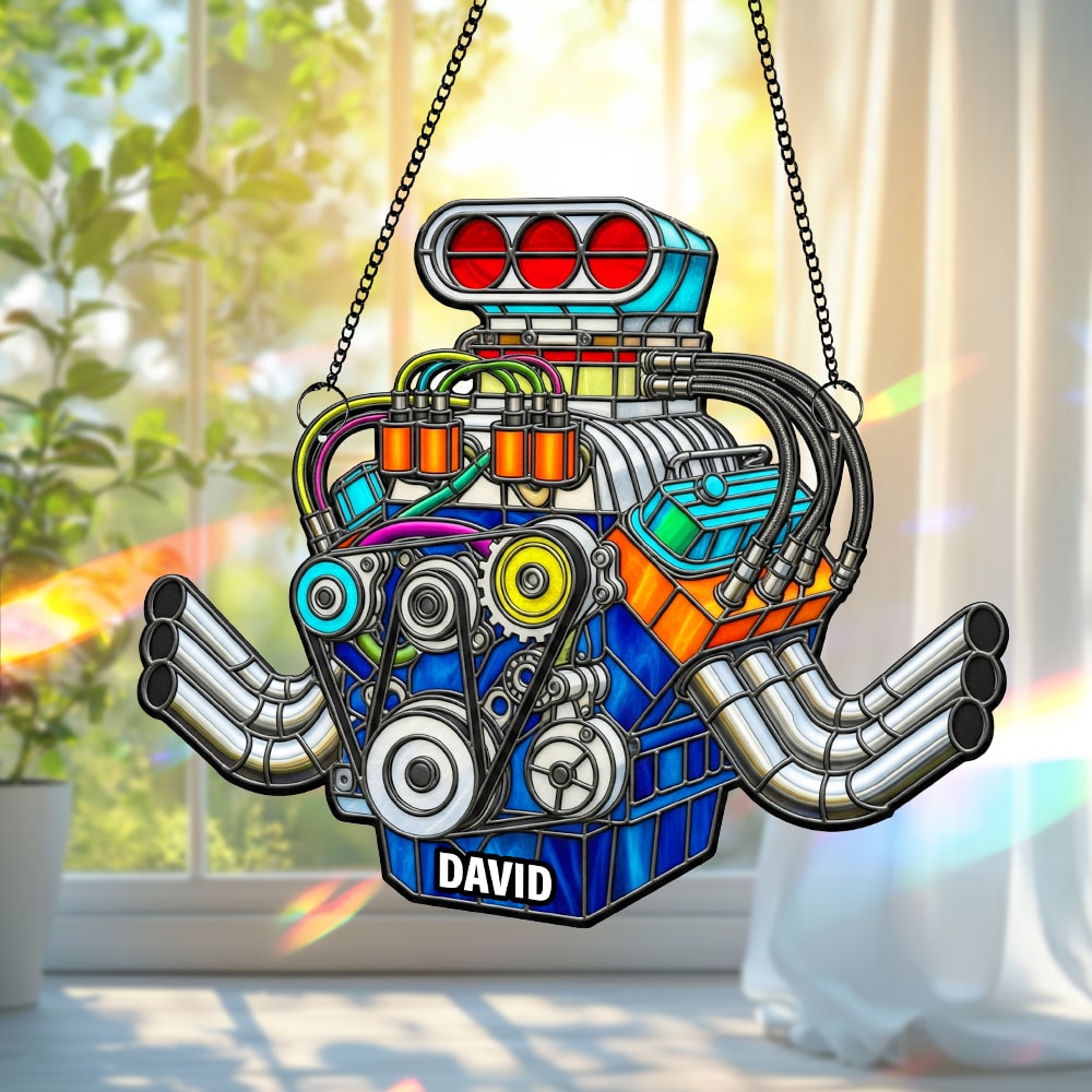 Custom Hot Rod Engine Personalized Gifts For Car Lovers Suncatcher Ornament Ornament MagicInPrints