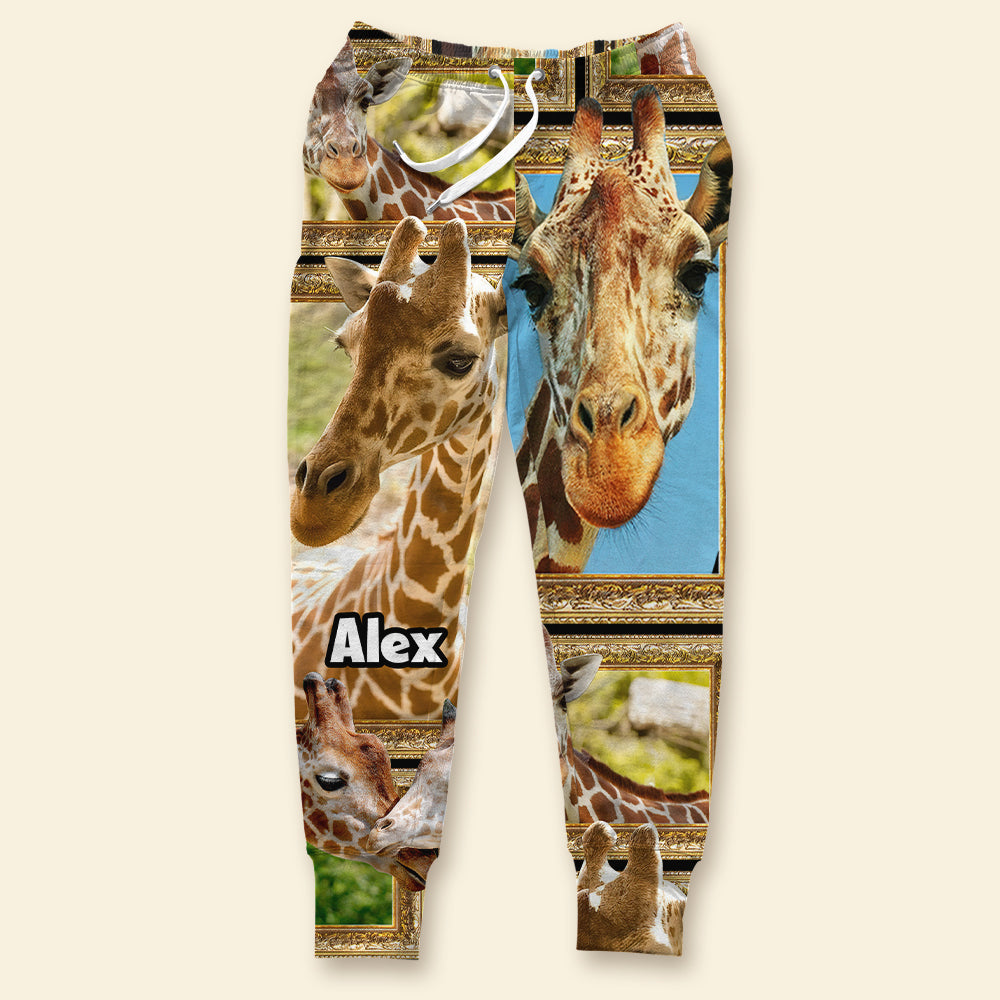 Personalized Giraffe Lovers Joggers - Unique Sweatpants Gift Shorts and Pants PopCulturePrints