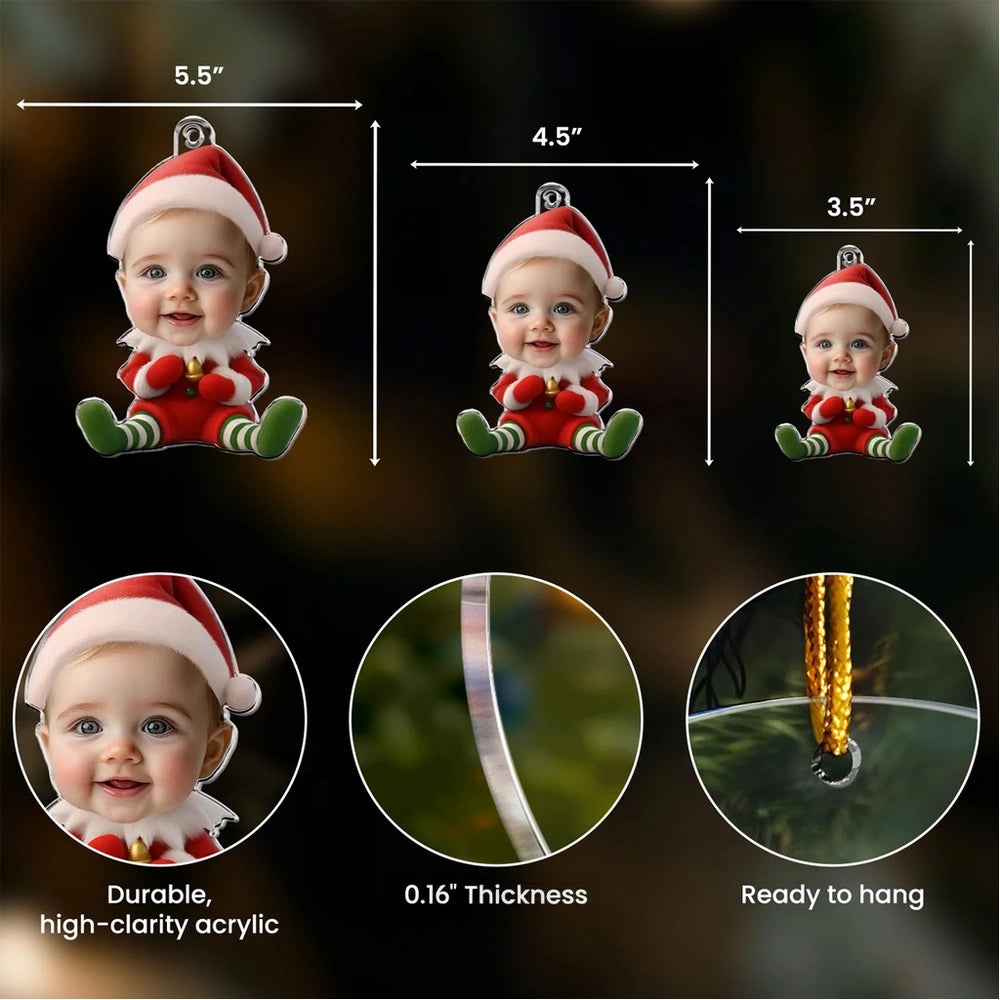 Custom Baby Face Christmas Ornament for Families - Holiday Decoration Ornament MagicInPrints