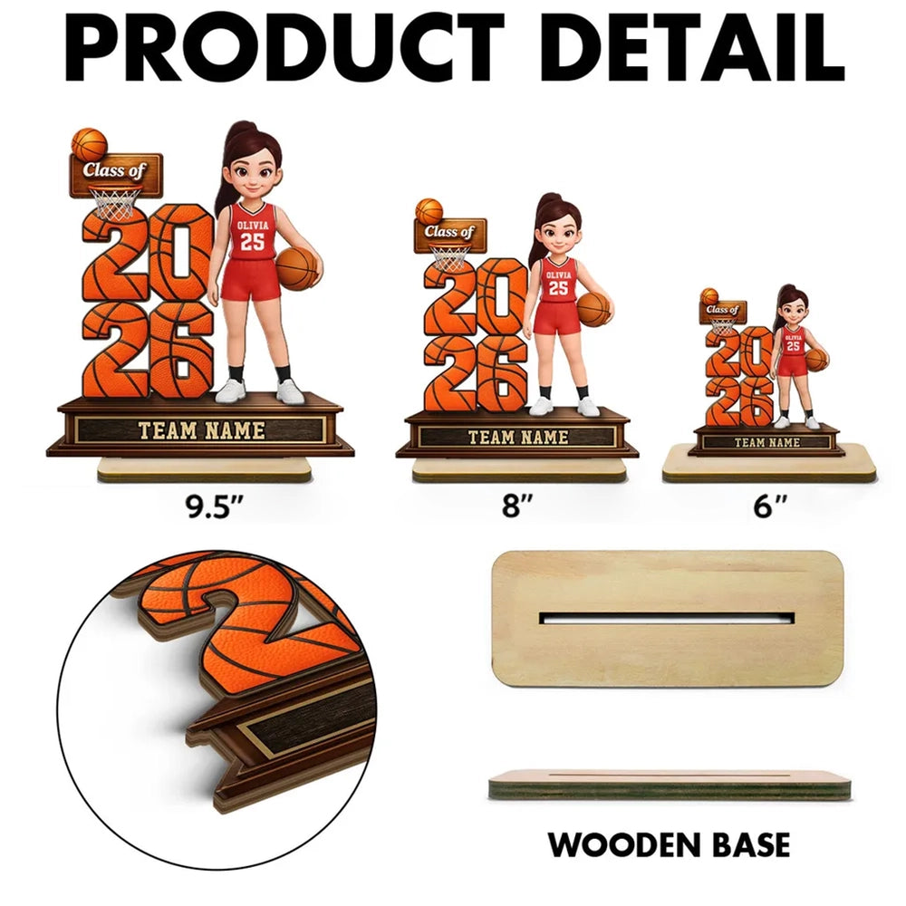Personalized Basketball Graduation Figurine for Class of 2026 - Custom Team Name Plaque MagicInPrints