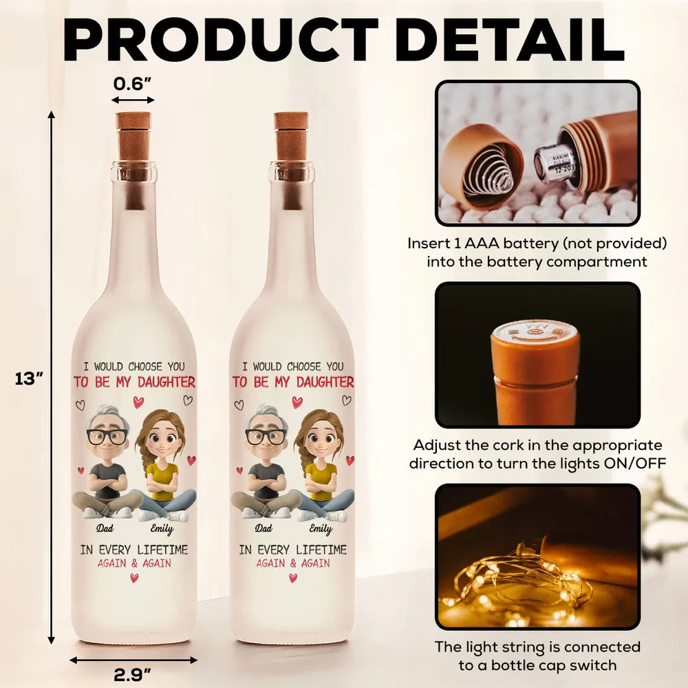 Personalized LED Wine Bottle Lamp for Daughter - Sentimental Gift Lamp MagicInPrints