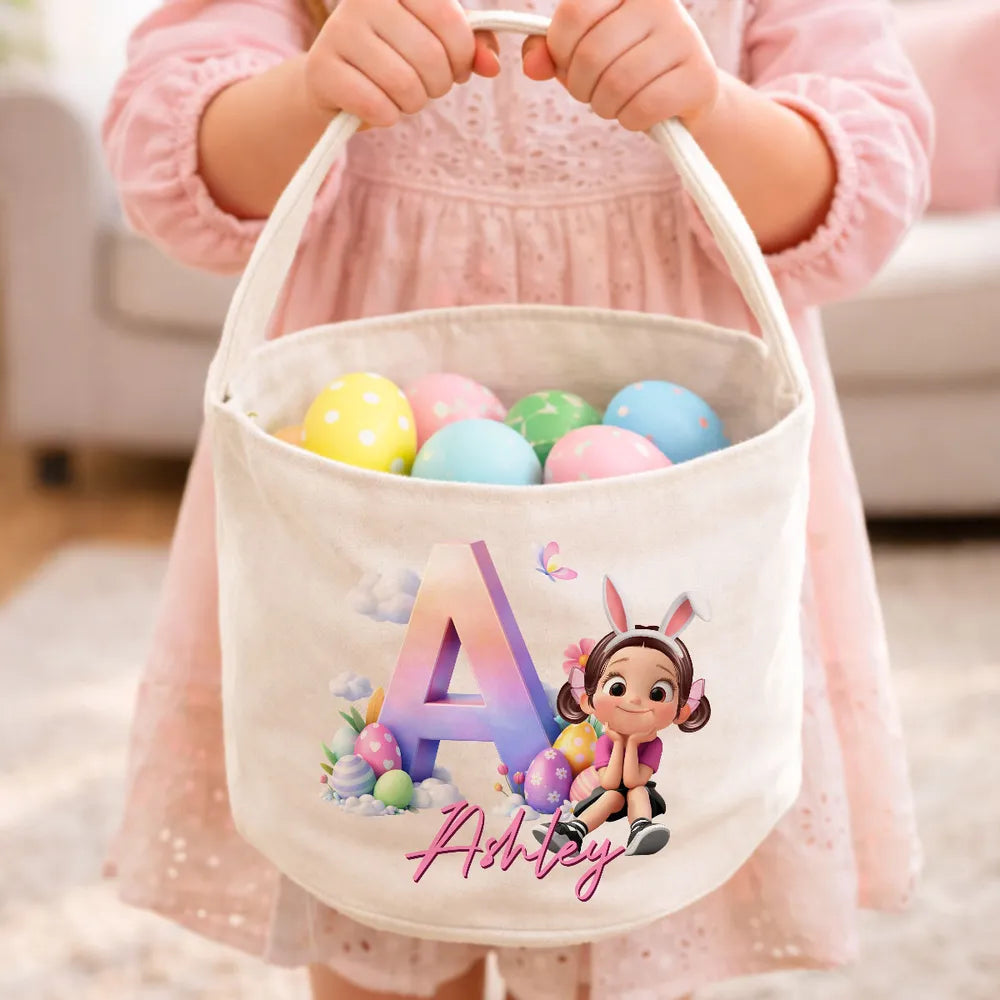 Personalized Easter Basket for Kids with Name and Cartoon Design - Easter Gift Bag MagicInPrints