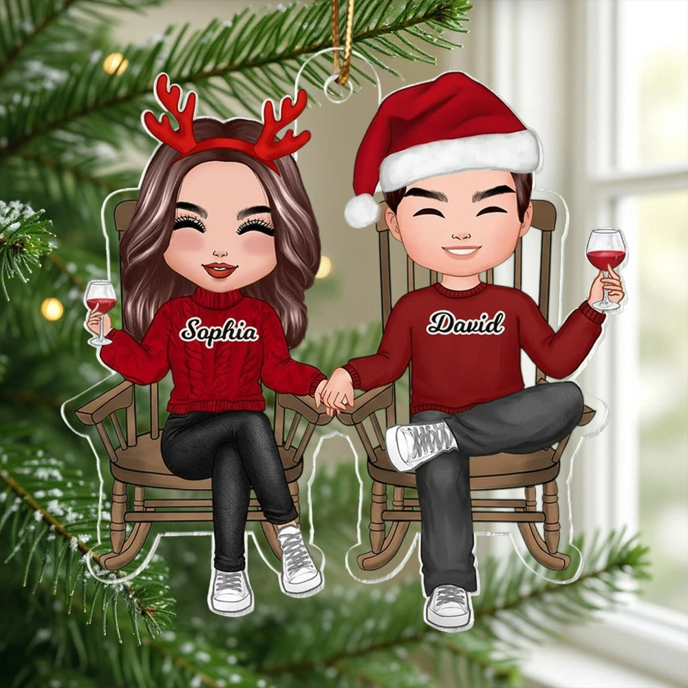 Personalized Couple Car Ornament for Christmas - Custom Names & Holiday Design Car Hanger MagicInPrints