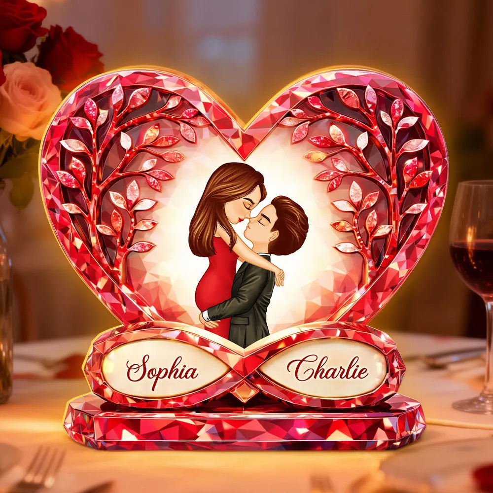 Personalized Heart-Shaped LED Lamp for Couples with Romantic Design - Anniversary Gift Plaque MagicInPrints