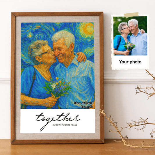 Together is Our Favorite Place - Personalized Art Style Couple Canvas Print Poster & Canvas MagicInPrints
