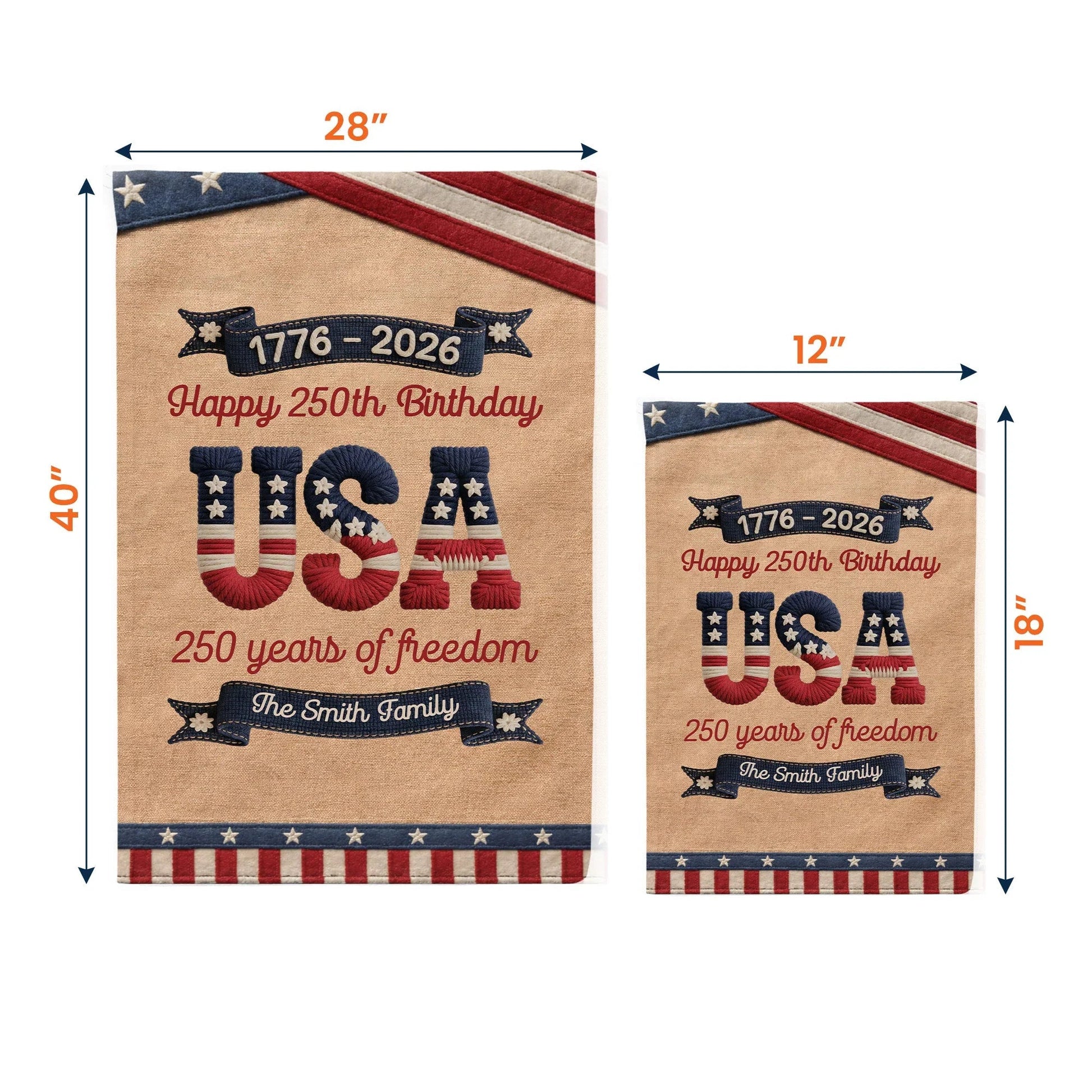 Personalized USA Patriotic Garden Flag for Families - 250th Birthday Celebration Flag MagicInPrints