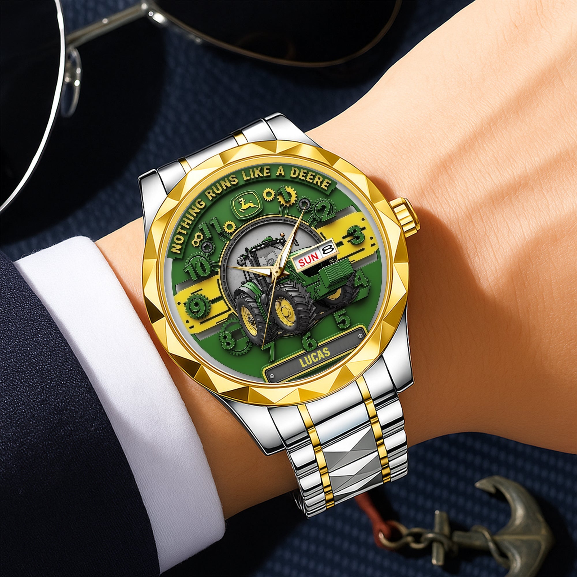 “Nothing Runs Like a Deere” - Personalized Men’s Watch for Tractor Lovers Men's Watch MagicInPrints
