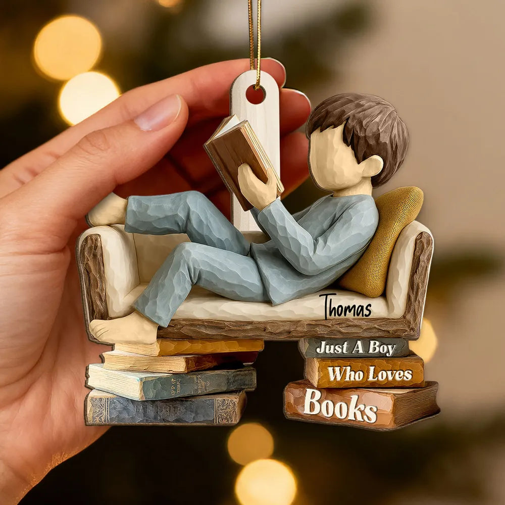 Personalized Girl Reading Figurine Ornament - Book Lover Gift Ornament MagicInPrints