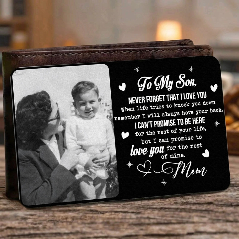 Personalized Leather Wallet for Son with Custom Photo and Heartfelt Message - Sentimental Gift from Mom Wallet Card MagicInPrints