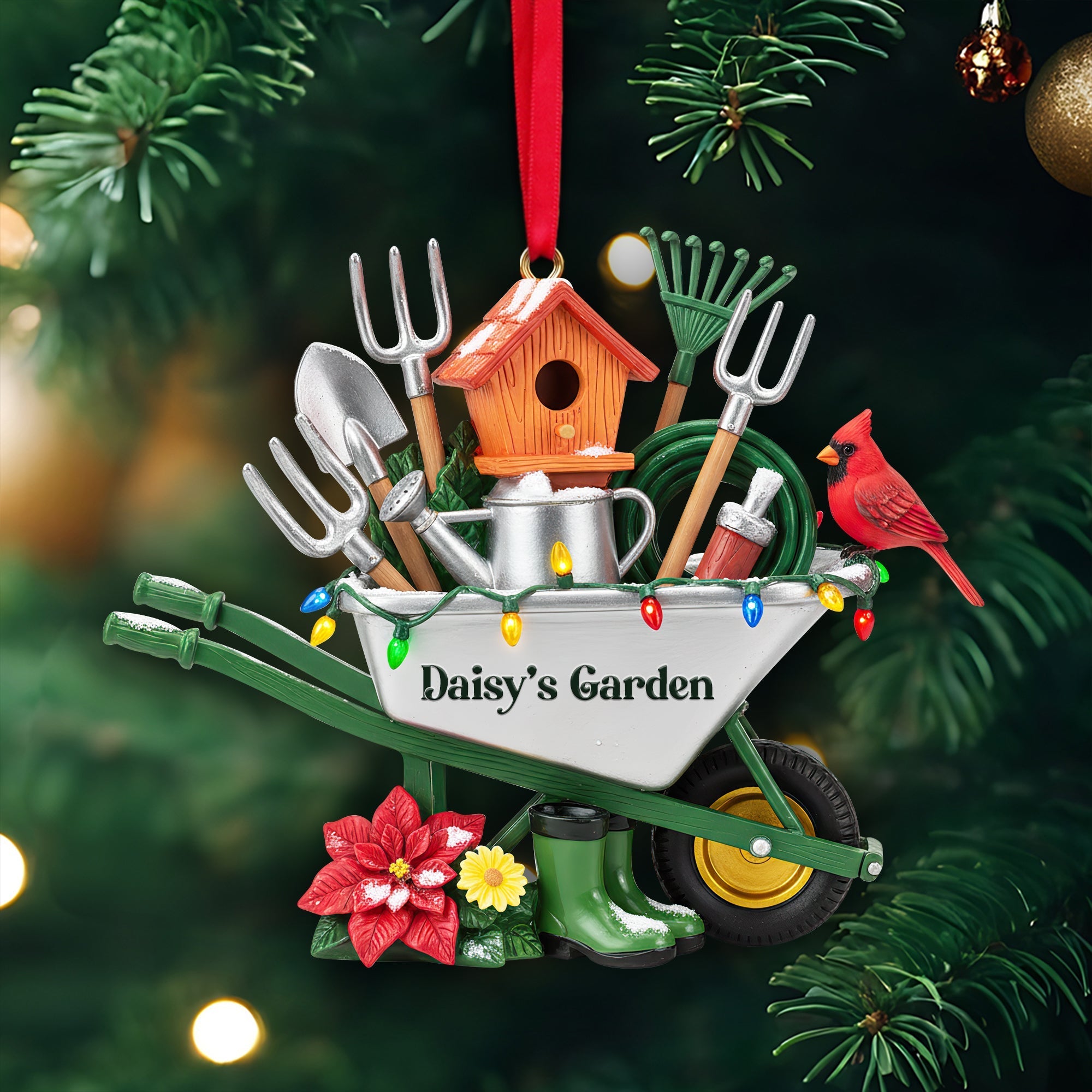 "A Garden of Joy" - Personalized Gardeners' Tool Caddy Ornament - Unique Gift for Garden Lovers, Custom Christmas Present Ornament MagicInPrints