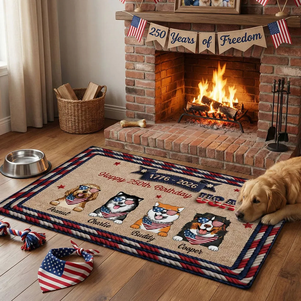 Personalized Dog Lover Doormat for USA 250th Birthday Celebration - Patriotic Home Decor Doormat MagicInPrints