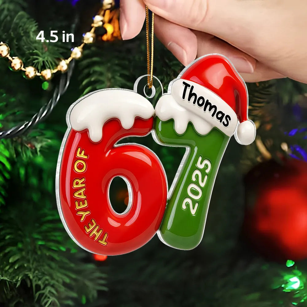 Personalized 2025 Christmas Ornament for 67th Birthday - Festive Holiday Decoration Ornament MagicInPrints