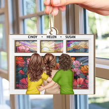 Load image into Gallery viewer, Sisters by the Window – Personalized Suncatcher Ornament – Gift for Sisters Suncatcher Ornament MagicInPrints

