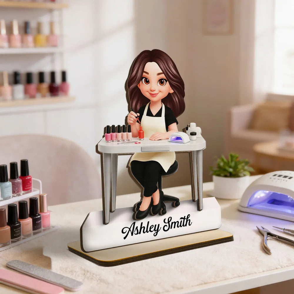 Custom Nail Technician Figurine for Professionals - Personalized Salon Decor Plaque MagicInPrints