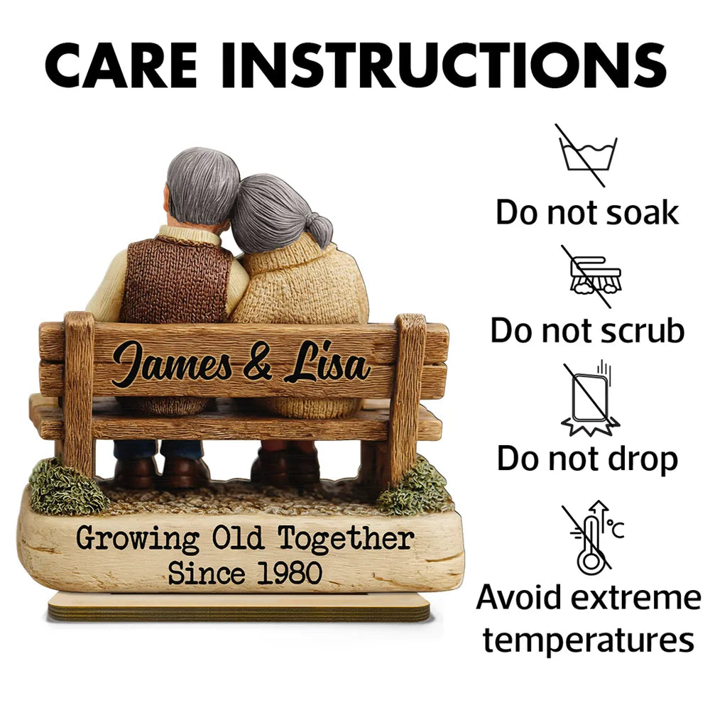 Personalized Elderly Couple Figurine - Growing Old Together Keepsake Gift Plaque MagicInPrints