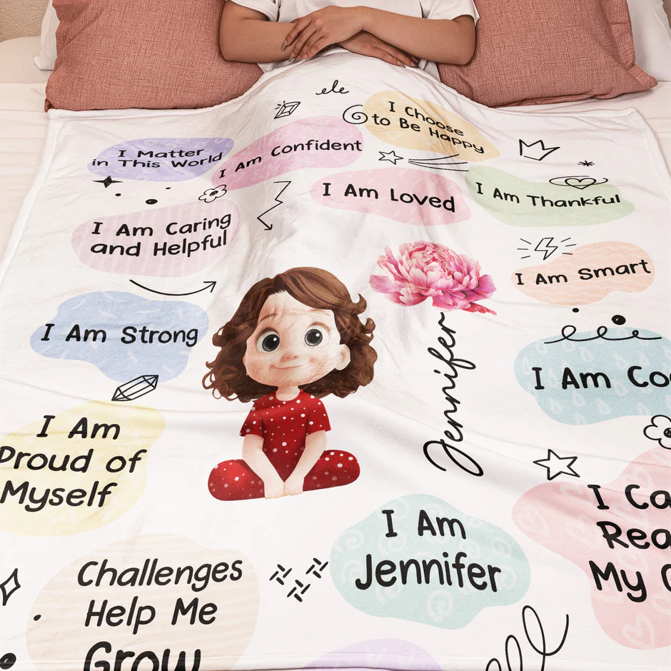 Personalized Kids Blanket with Positive Affirmations - Inspirational Gift for Children Blanket MagicInPrints