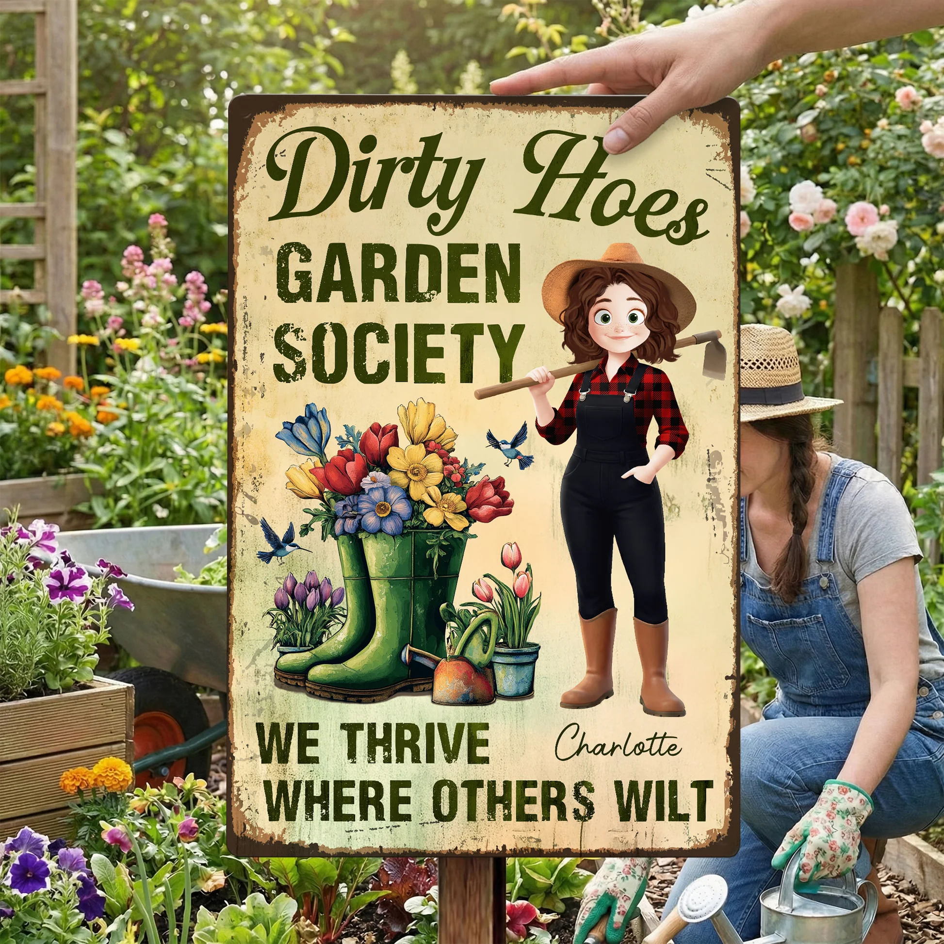 Personalized Garden Society Sign for Gardeners - Humorous Outdoor Decor Sign MagicInPrints