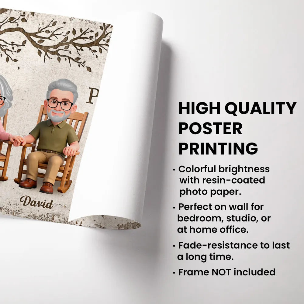 Personalized Couple Cartoon Canvas for Grandparents - Sentimental Home Decor Gift Poster or Canvas MagicInPrints