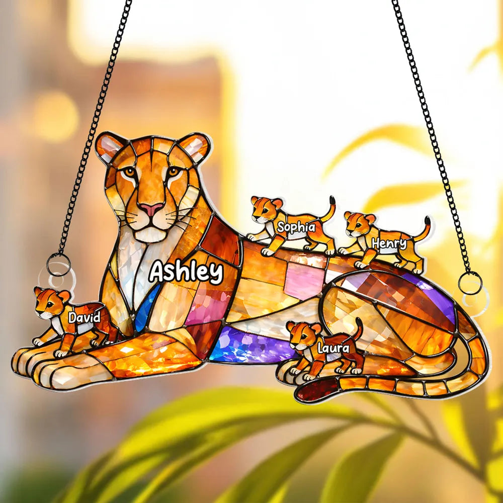 Custom Family Lion Suncatcher for Parents - Personalized Home Decor Ornament MagicInPrints