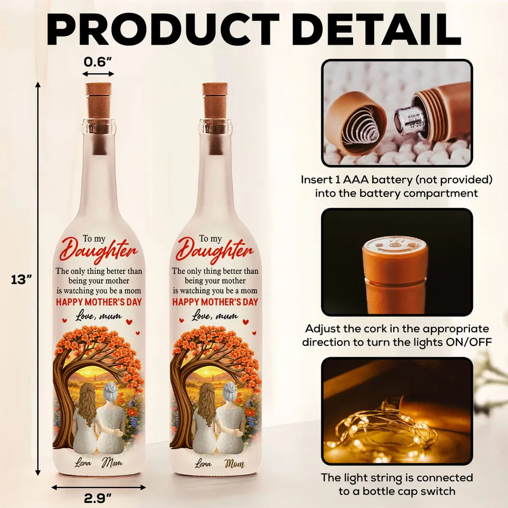 Personalized LED Wine Bottle Lamp for Daughter - Sentimental Mother's Day Gift Lamp MagicInPrints