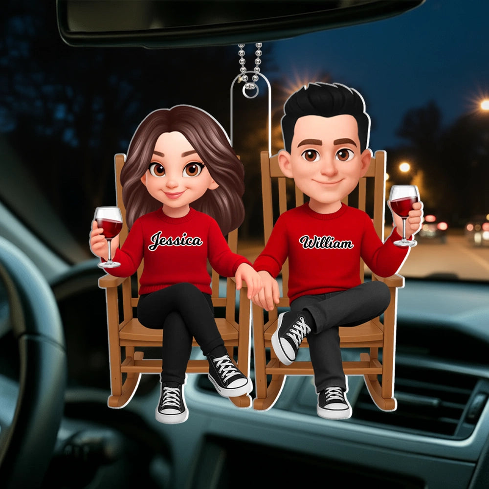 Personalized Couple Car Ornament - Romantic Gift for Anniversaries Car Hanger MagicInPrints