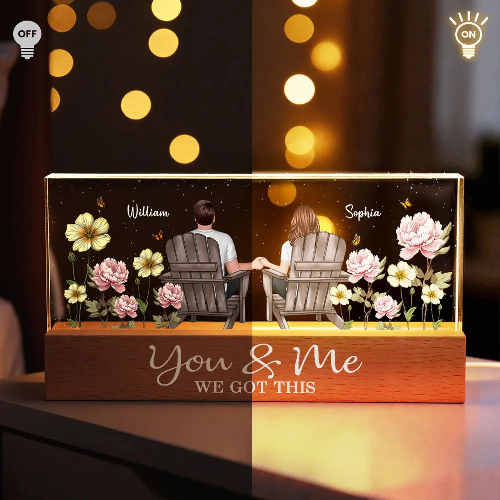 Personalized Romantic LED Lamp for Couples with Floral Design - Anniversary Gift Plaque MagicInPrints