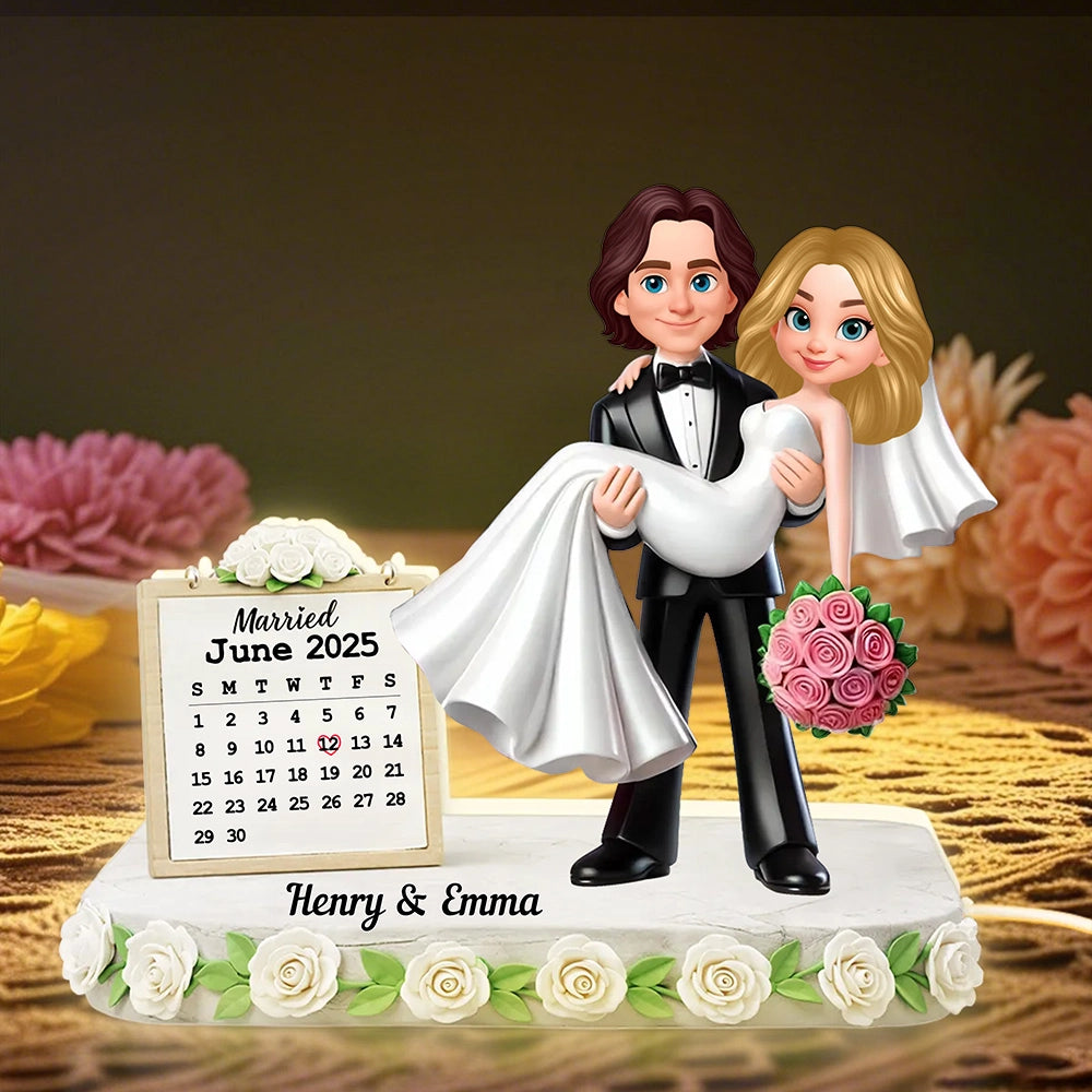 Custom Wedding Cake Topper for Couples - Personalized Figurine with Date Plaque MagicInPrints