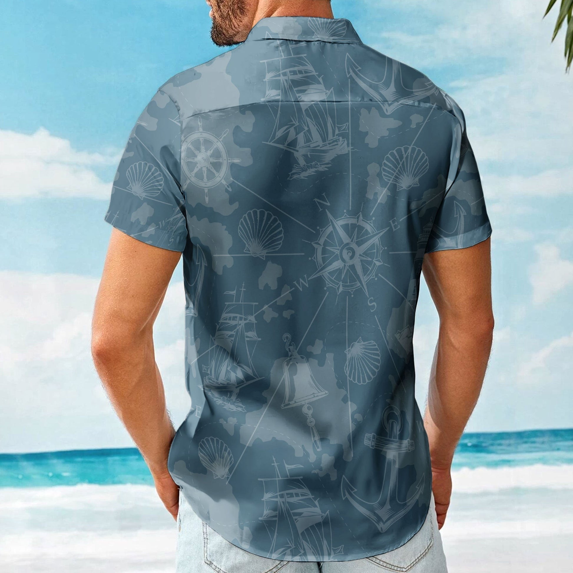 Nautical Print Men's Short Sleeve Shirt - Casual Summer Style Cloth MagicInPrints