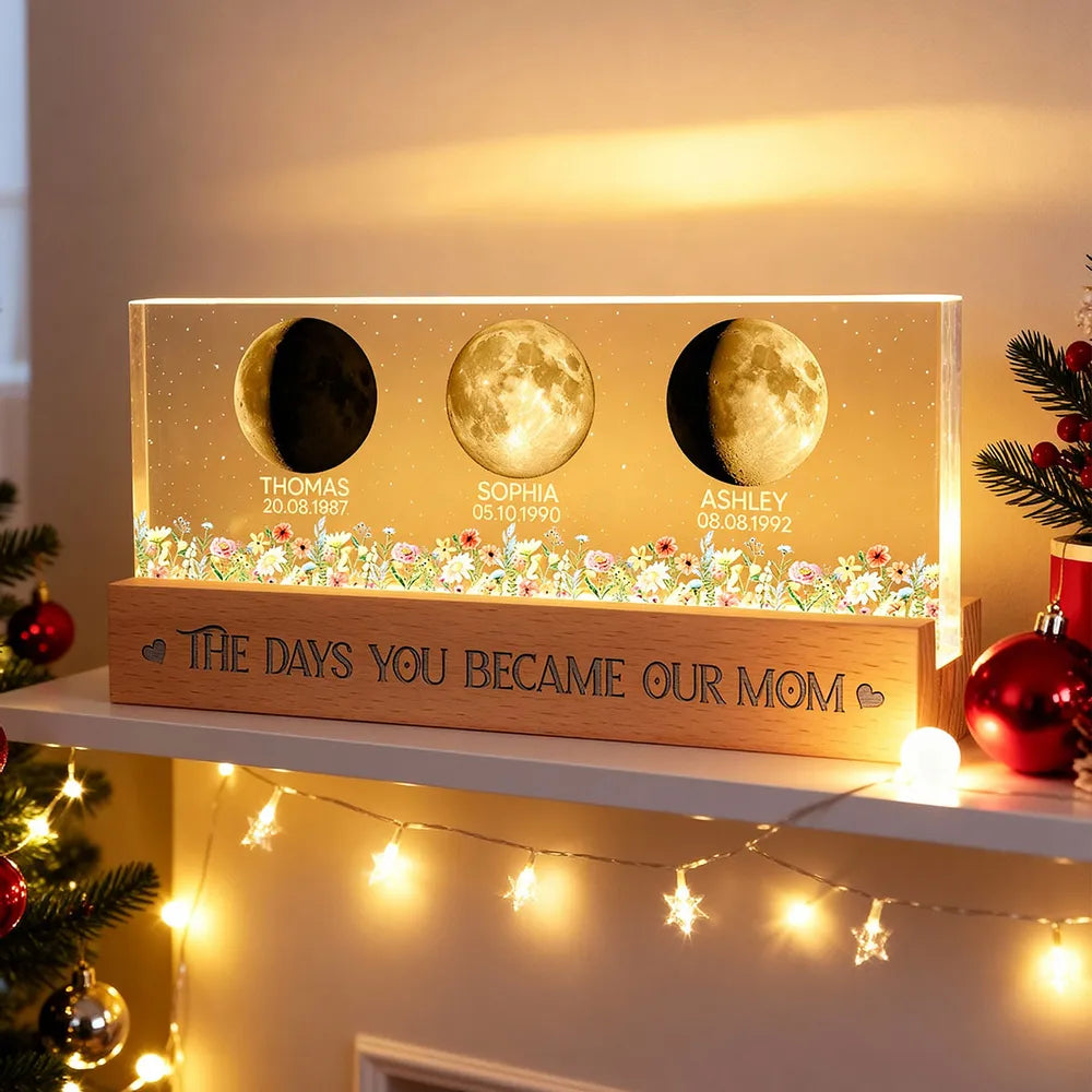 Custom Moon Phase Night Light for Mom - Mother's Day Keepsake Plaque MagicInPrints