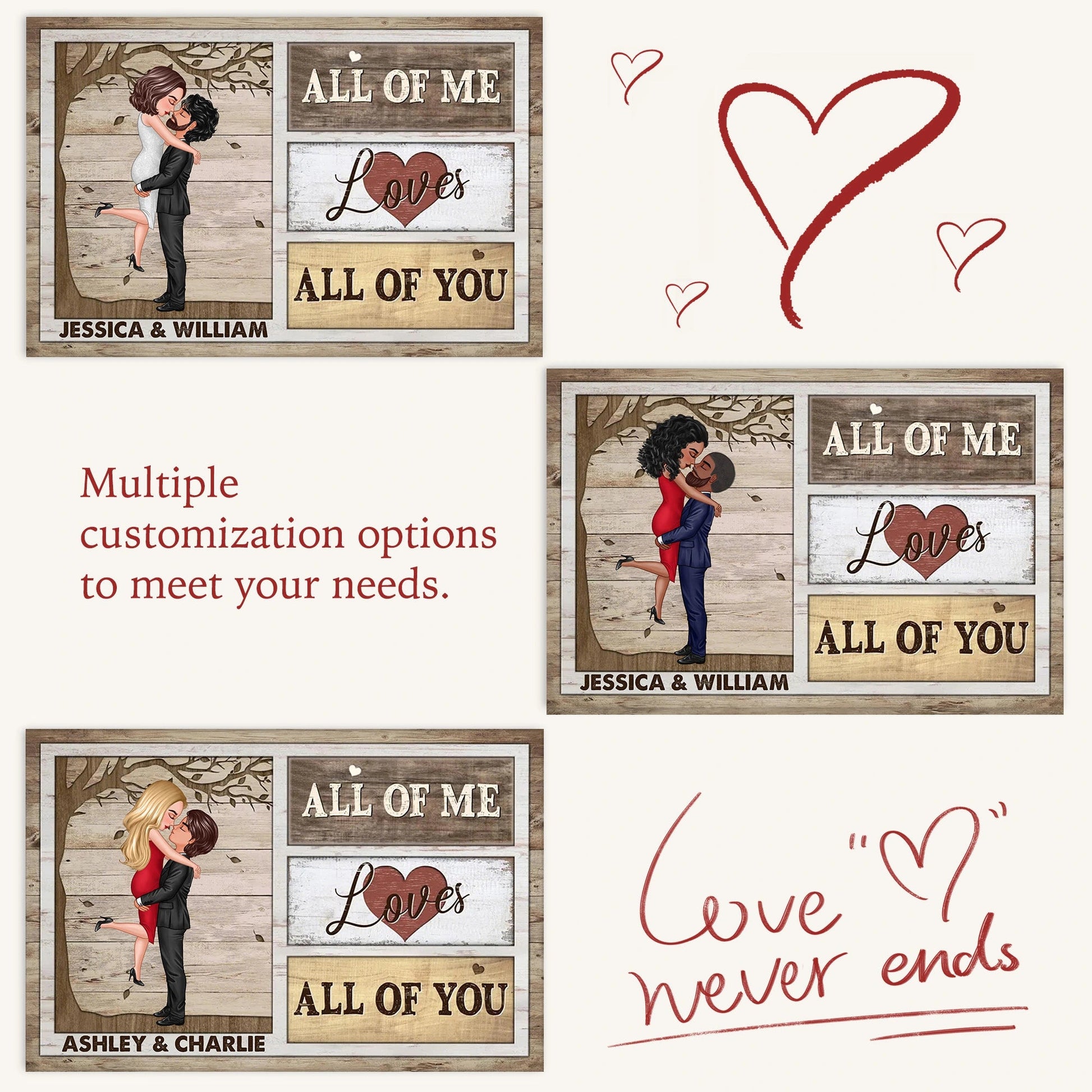Personalized Romantic Canvas Print for Couples with Custom Names - Anniversary or Wedding Gift Other MagicInPrints