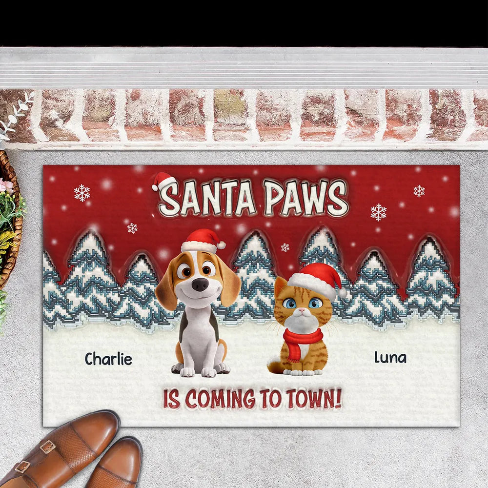Personalized Christmas Pet Doormat for Dog and Cat Lovers - Holiday Decor Doormat MagicInPrints
