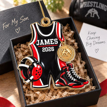Load image into Gallery viewer, Personalized Wrestling Acrylic Ornament Gift for Son Christmas
