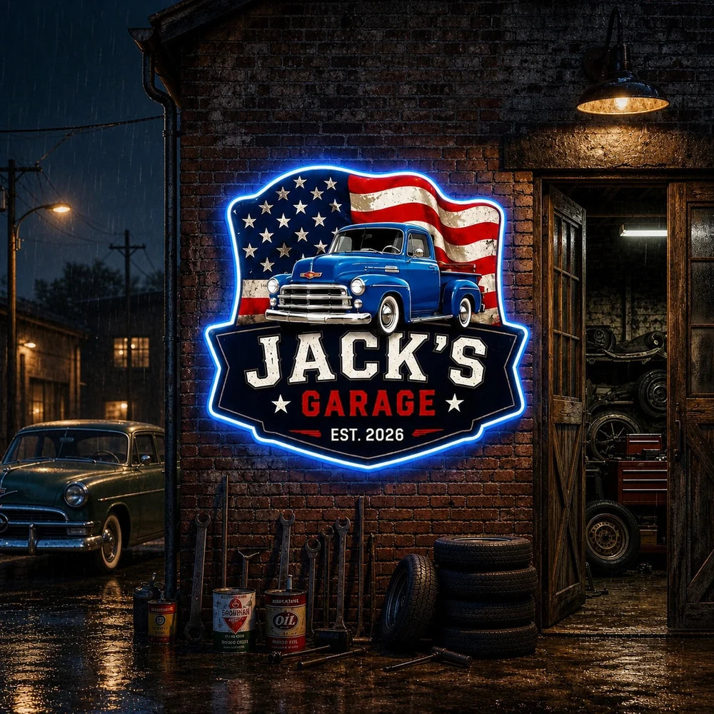 Personalized Vintage Truck Neon Sign Custom Photo Gift for Car Lovers