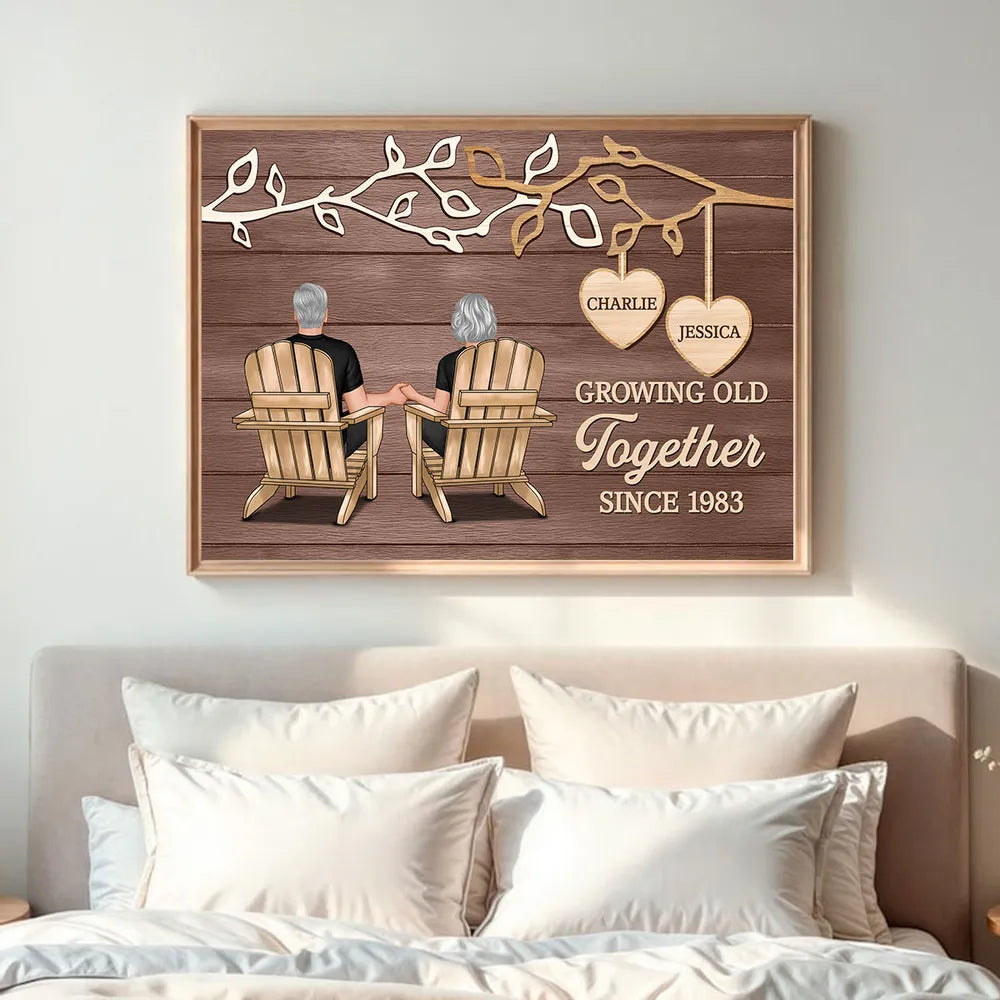 Personalized Anniversary Canvas for Couples - Growing Old Together Since 1983 Poster or Canvas MagicInPrints