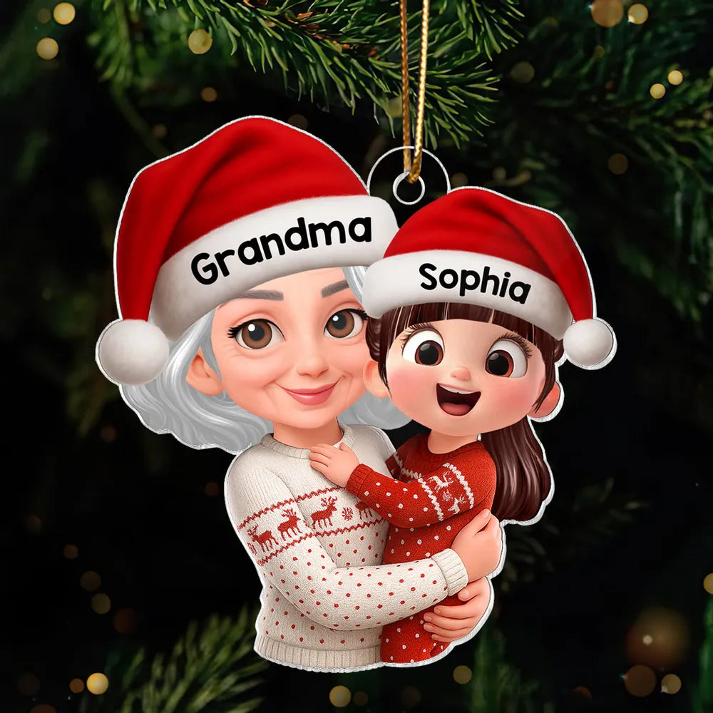 Custom Christmas Ornament for Grandma and Grandchild - Personalized Holiday Decor Ornament MagicInPrints